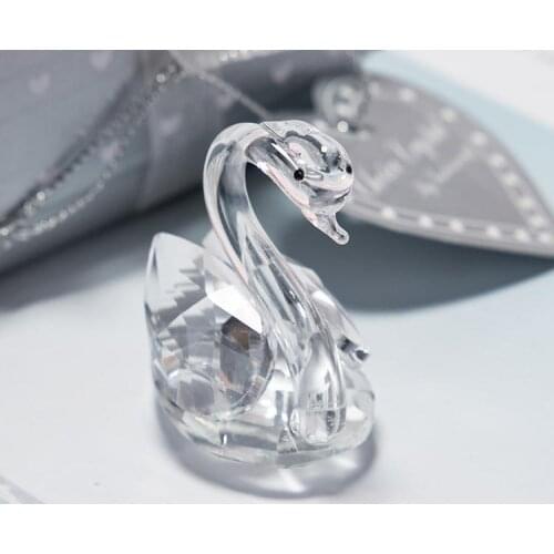 50Pcs Free Shipping Swan Crystal Wedding Souvenir For Baby Shower Boy Girl Party Birthday Favor Box SN577