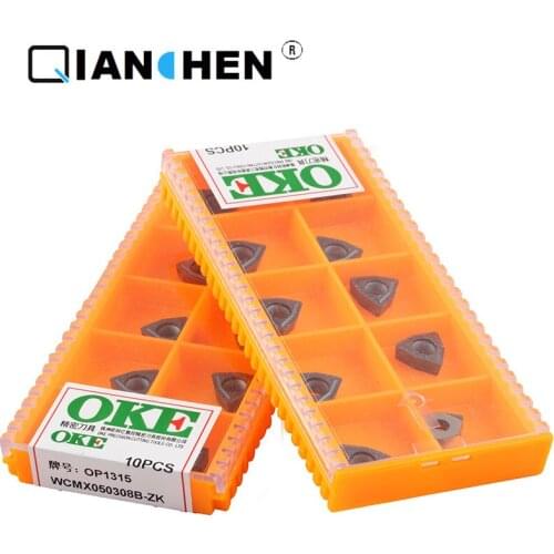 OKE 10pcs/lot High Precision High Performance High Strength CNC WCMX050308B-ZK OP1315 Industry Carbide Inserts Hard Alloy
