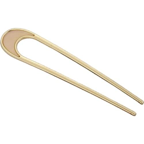 Chinese Style Metal U Shaped Hair Stick Fork Clip Minimalist Vintage Hanfu 2 Prong Updo Chignon Pin Bun Holder Simple Hair