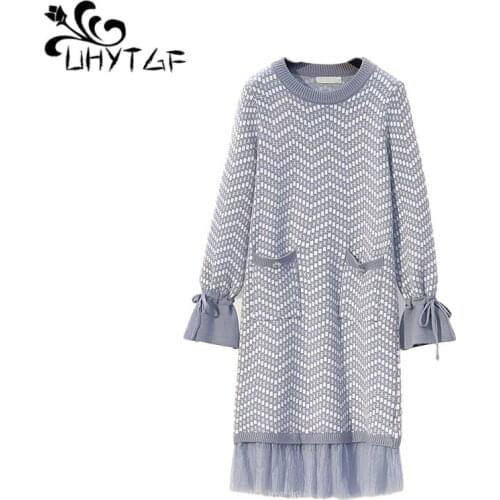 Модные вязаные платья UHYTGF China At AliExpress