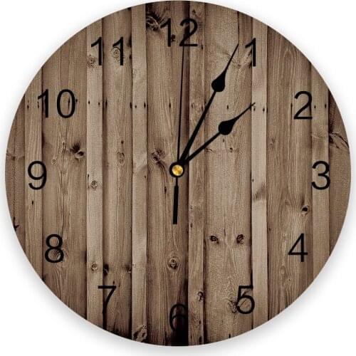 Vintage Brown Wooden Board Wall Clock For Home Decoration Living Room Quartz Needle Hanging Watch Modern Kitchen Clock