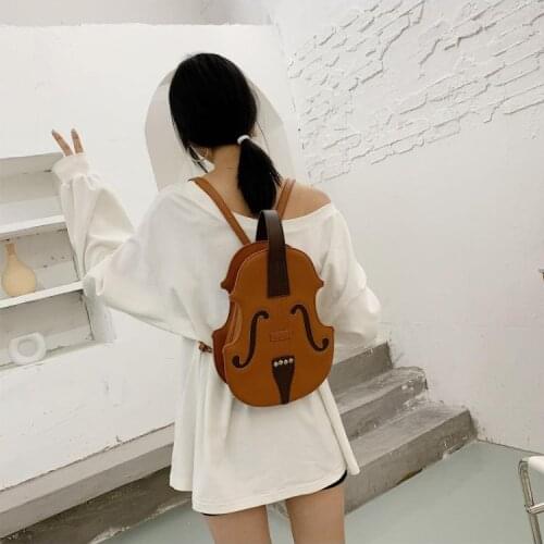 Women Violin Shape PU Leather Backpack Purse Fashion Handbag Travel Daypack College School Rucksack