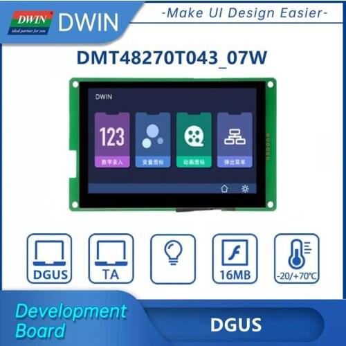 DWIN LCD Modules TFT Display HMI Capative Touch Screen 4.3 Inch UART IOT 800x480 4.3' DMT48270T043_07W Smart LCM UART