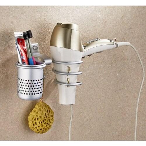 1PC New Wall Mounted Hair Dryer Drier Comb Holder Rack Stand Set Storage Organizer New Excellent Quality KF 2013