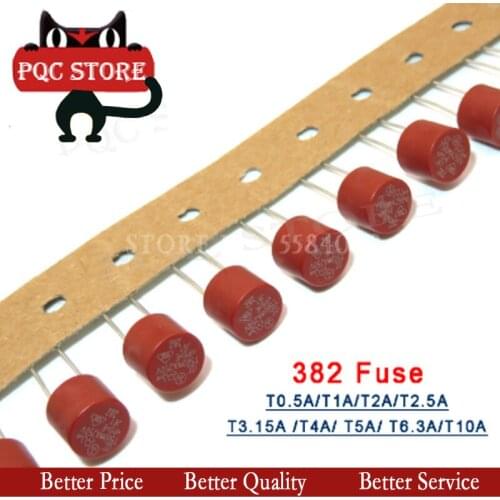 10PCS Cylindrical Fuses T0.5A 500mA 1A 1.6A 2A 2.5A 3.15A 4A 5A 6.3A 250V Slow Fuse 382 LCD TV Power Board Commonly Used 8*8
