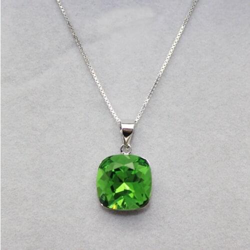 11.11 Fashion Square Shape Pendant Necklace Made with Austria Crystal 925 Silver Sterling Box Chain for Valentines Day Gift