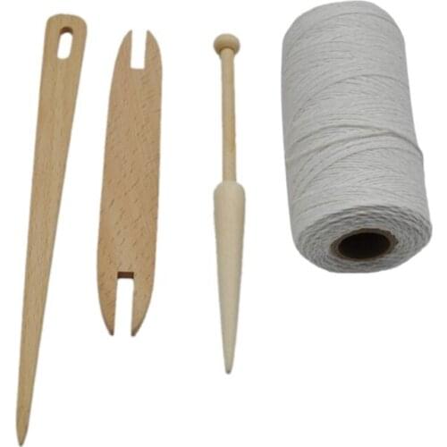 4pcs/set Wooden Shuttle Stick Rod Needle Knitting Weaving Loom Warp Thread Yarn Accessory DIY Crafts E56C