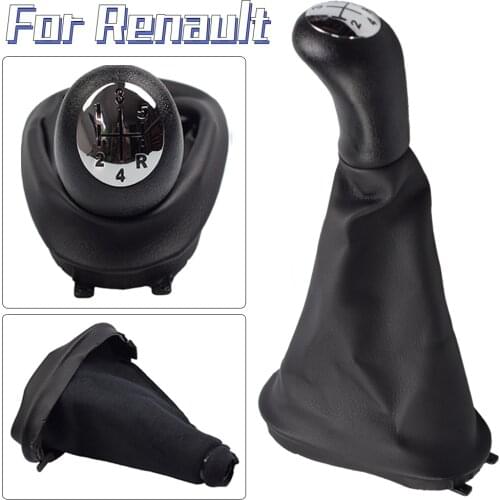 5 Speed Leather Manual Car Gear Shift Knob Lever with Boot Cover for Renault Clio 2 Clio 3 Megane 2 Scenic 2 Kangoo