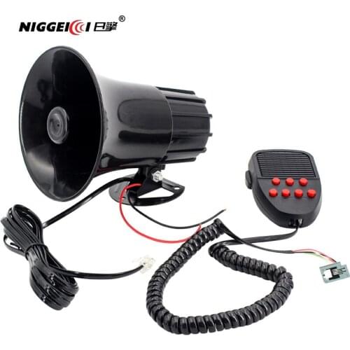 Autoleader 12V 150DB Car Warning Alarm 7-Sound Tone Super Loud Siren Horn PA Speaker System 50W Emergency Amplifier Hooter