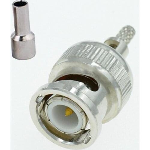 BNC Male Plug Window Straight Crimp RF Connector For RG174 RG316 RG179 Cable 1pc