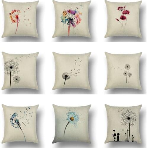 Dandelion Flowers Flying Seeds Cushion Cover Nordic Simple Design Modern Fashion Linen Decorative Pillows Cover Sofa Pillowcase