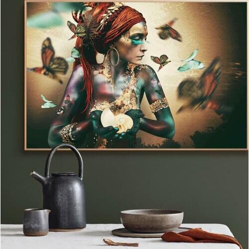 Black and White African Sexy Nude Woman Canvas Painting Cuadros Posters and Prints Scandinavian Wall Art Picture for Living Room