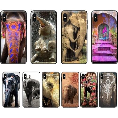 For Galaxy Note 4 8 9 10 20 Plus Pro J6 J7 J8 M30s M80s Ultra 2016 2017 2018 Indian Elephant Black Soft TPU Protective Skin