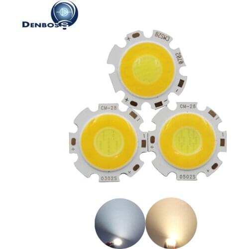 Double color 3000-6500K dimmable 28mm Round LED COB chip Light Source Module 3W 5W 7W COB led bulb lamp for led spotlight bulb