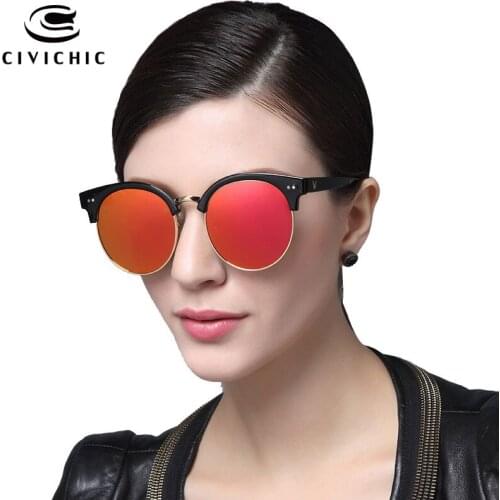 CIVICHIC Hot Fashion Woman High Grade Sunglasses Colorful Mirror Glasses Classic Round Eyewear Oculos De Sol Driving Gafas E130