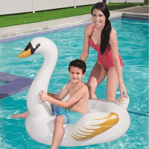 Children Adult Swimming Pool Toy Inflatable White Gold Swan Pool Floats Ride on Animal Air Raft Bed