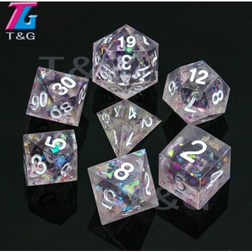 Delicate Sharp Edge and Beautiful Digital Dice Set 7pcs/set D4-D20 with DND RPG Gift Boardgames Polyhedral As