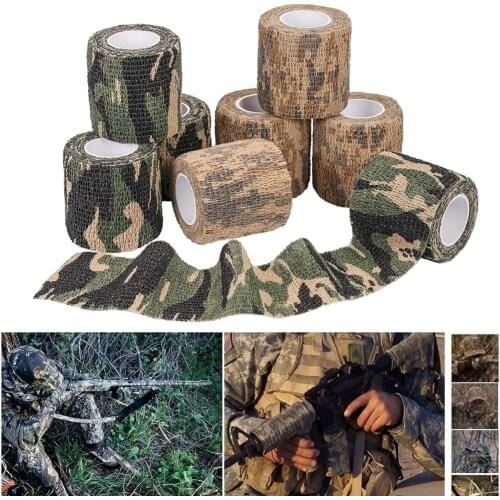 8 Rolls Camouflage Tape Protective Military Telescopic Camo Tape 5CM x 4.5M Non-Woven Self-Adhesive Wrap Fabric Stealth Tape