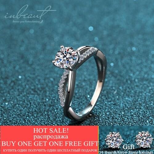 Inbeaut 925 Sterling Silver Twist Double 0.8 ct D Moissanite Ring Excellent Cut Pass Diamond Test VVS1 Moissanite Party Rings
