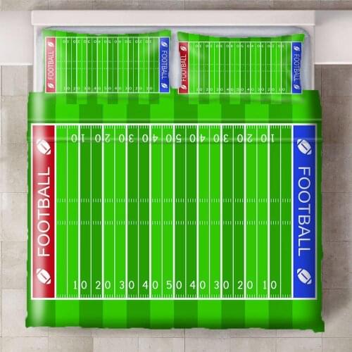 Green Football Field 3Pcs/Set Cartoon Bedding Set Sheet Children Room Bed Sheet Pillow case Bedding Set