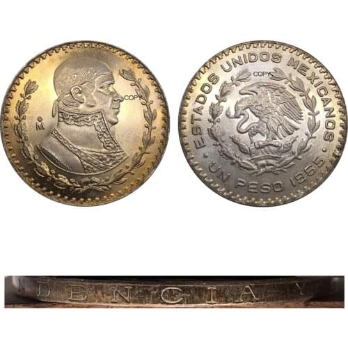 Letter Edge 1965 Mexico 1 Peso Coin Metal Cupronickel Silver Plated Collectibles Replica Souvenir Copy Coins