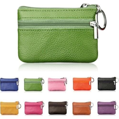 Mini PU Leather Key Holder Case Wallet Womens Small Coin Purses Change Money Bags Pocket Wallets Pouch Zipper
