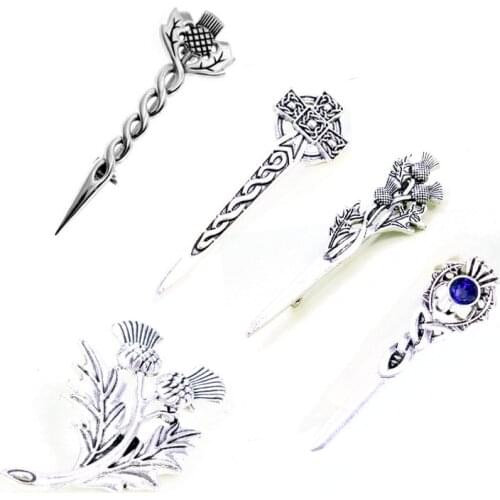 HANCHANG Brooches for Women Men Cloak Pin Outlander Scottish Thistle CelticCross Brooch Pins Vintage Accessories