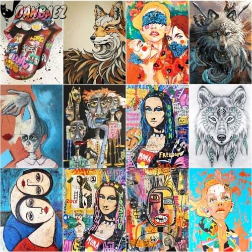 Doodle Girl Diamond Painting Numbers Abstract Character Mosaic Kit Cross Stitch Embroidery 5D Diy Hand-Inlaid Wall Decoration