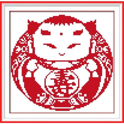 Paper-cut doll birthday totem cross stitch kit 11ct count print canvas stitching embroidery DIY handmade needlework plus