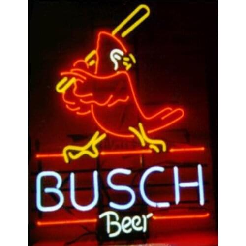 Busch Beer Cardinal Batter Neon Sign Custom Handmade Real Glass Tube Home Bar KTV Store Decoration Display Neon Signs 14"X17"