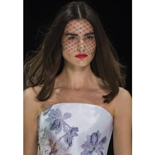 New White Black Bridal Net Birdcage Veils Charming Wedding Veil Hats Fascinator Face Veils with Comb