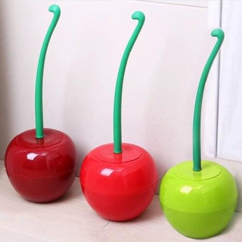 New Long Handle Cherry Toilet Brush Plastic Set Fashion Thick Brush Head Non-slip Handle Strong Detergency Bathroom Toilet Brush