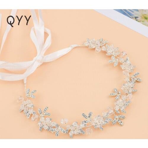 QYY Newest Austrian Crystal Leaves Headbands Flexible Women Tiara Headpieces Wedding Hair Jewelry Accessories