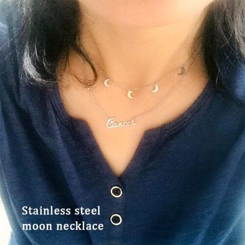 New Women No Fade And Rust 316 Stainless Steel Moon Stars Choker Chain Necklace Gold Silver Color Classic Girls Collares Jewelry