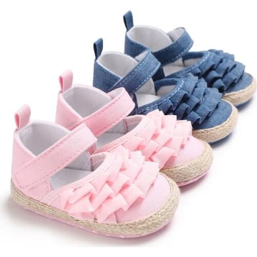 Newborn Infant Baby Girl Shoes Princess Non-Slip Baby Shoes Sandals Fabric Baby Shoes 0-18Months