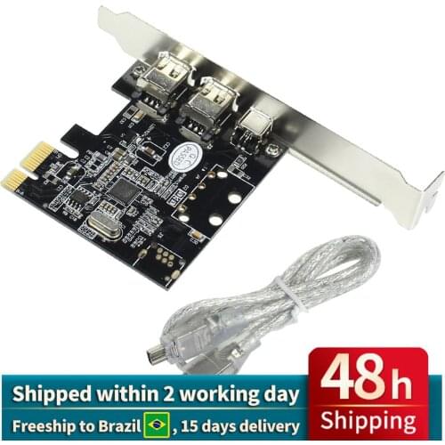 Expansion Card PCIe 3 Ports 1394A 1x 4Pin 2x 6Pin PCI Express to IEEE 1394 Adapter Controller for Firewire PC