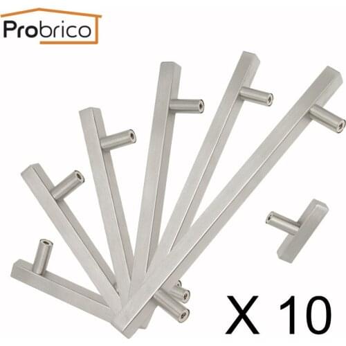 Probrico Cabinet Pulls Satinless Steel Square T Bar Diameter 12mm Kitchen Wardrobe Cupboard Closet Dresser Chest Drawer Handles