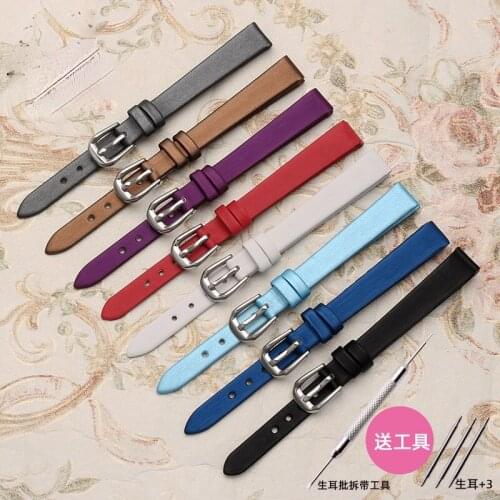 WatchBands Thin Silk Ribbon Watch Band Womens for Watch Strap Small Size Red White 6 | 8 | 10 | 12 | 14mm