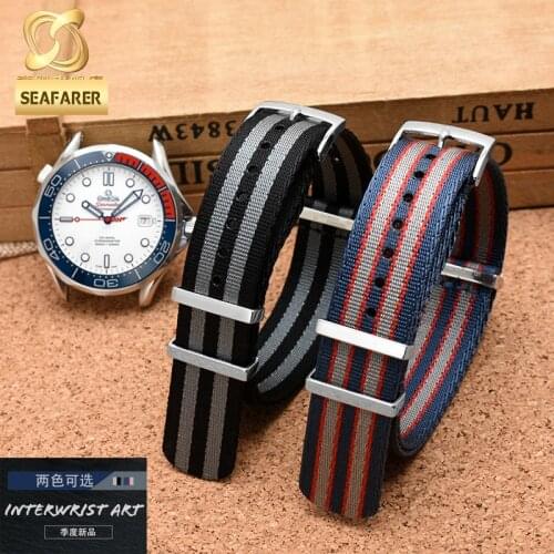 Nylon Watch Strap for Omega Seamaster 300 Butterfly Flying Strap NATO Canvas Nylon Watchband Mens Accessories 20mm