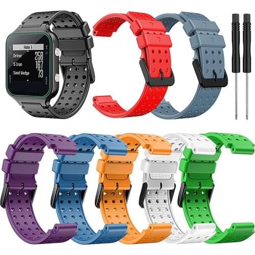 Monochrome Round Hole Silicone Watch Band Replacement Wristwatch Strap with Tool for Garmin Approach S20 Watch Accessories