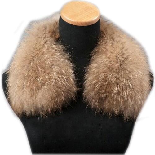 Harppihop* Luxury Real Raccoon Fur Scarf Women 100% Natural Raccoon Fur Collar Winter Warm Fur Collar Scarves 70*16cm