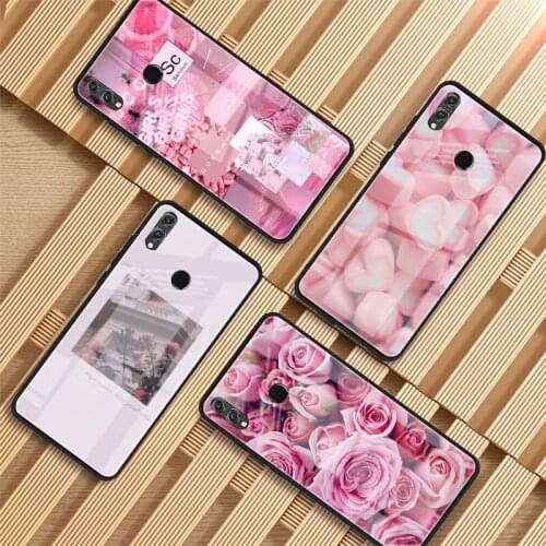 Pink Aesthetics Aesthetic Tempered Glass Phone Case For Huawei P20 P30 lite P20 P30 PRO MATE 20 PRO MATE 20 lite Honor 10