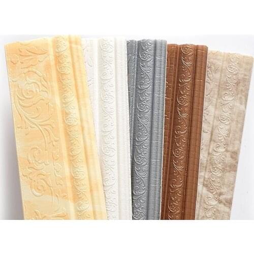 3D Self-Adhesive Foam Baseboard Wall Sticker Embossed Waistline TV Background Wall Border Floor Corner Line Skirting Stickers