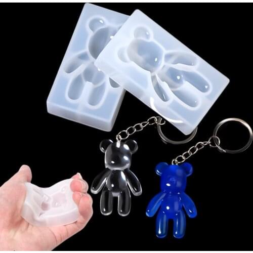 SAUVOO Semi Solid Silicone Bear UV Molds For Resin Jewelry DIY Mold Resin Molds For Jewelry DIY Kids Toys Key Chain Making Tool