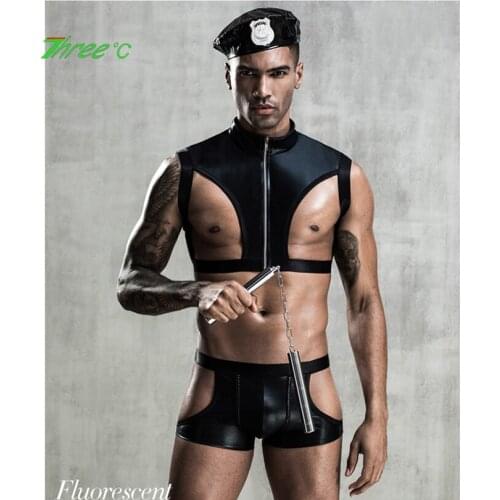 Sexy Lingerie Mens Nightclub Bar Black Hollow Performance Uniform Temptation Gay Sissy Sex Roleplay Costume Exotic Dancewear