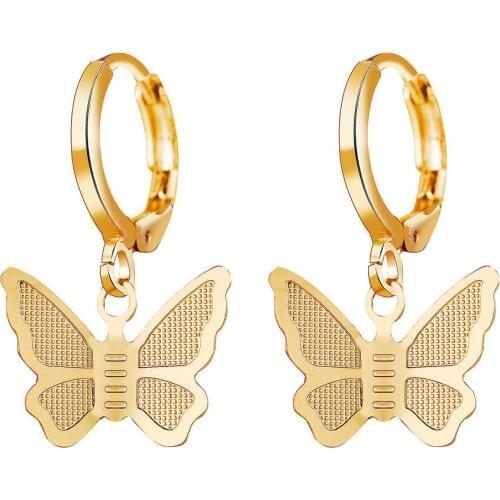 Butterfly Pendant Earrings creative Fashionable golden Butterfly Danglee Earrings For Women, Pretty Stud Earrings, Girls Jewelry