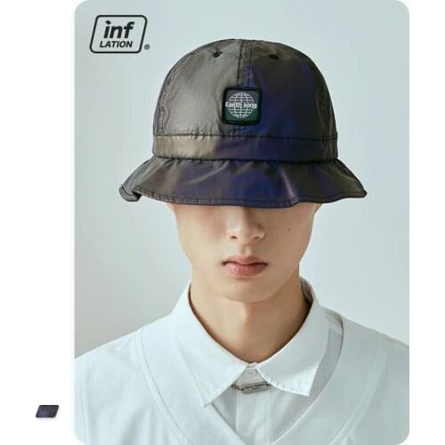 INFLATION Men Fisherman Cap Cool Refective Men Bucket Hat Rocking Streetwear Men Bucket Hat 240CI2020