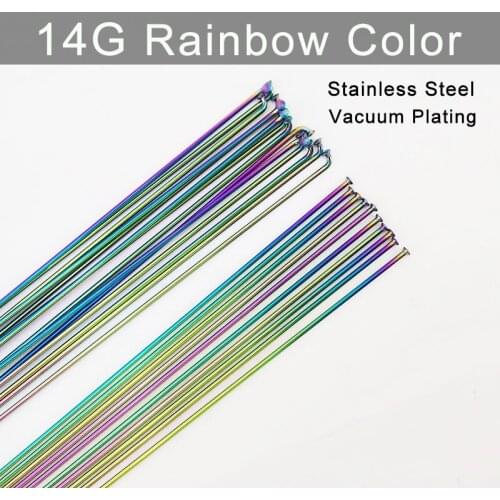10pcs 14G Spoke Electric Bicycle Rainbow Colorful Spokes+Nipples Vacuum Plating Diameter 2.0mm Length 259/261/271/273/291/293mm