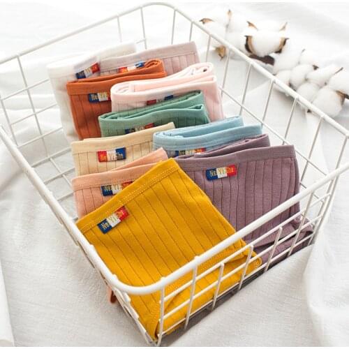 Women Soft Breathable Underpants Underwear Seamless Comfortable Briefs Female Summer Pure Color Striped Cotton Panties