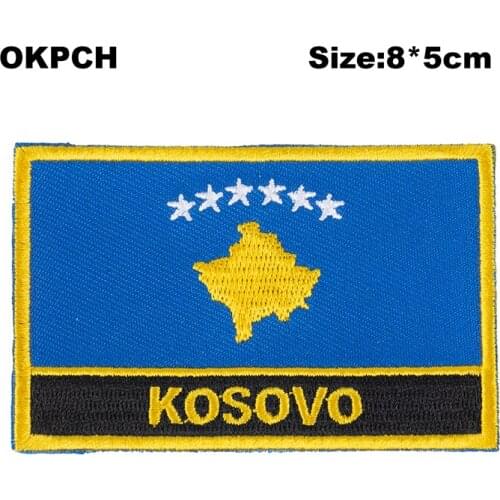 KOSOVO Flag patcheswork fabric embroidery patch in Patches iorn patches for clothing flower PT0243-R